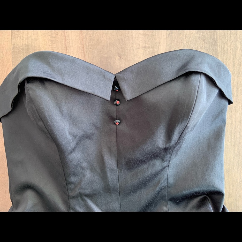 Betsey Johnson strapless black & pink dress 6